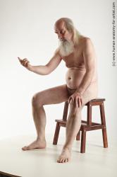 Nude Man White Sitting poses - simple Average Long Grey Sitting poses - ALL Realistic